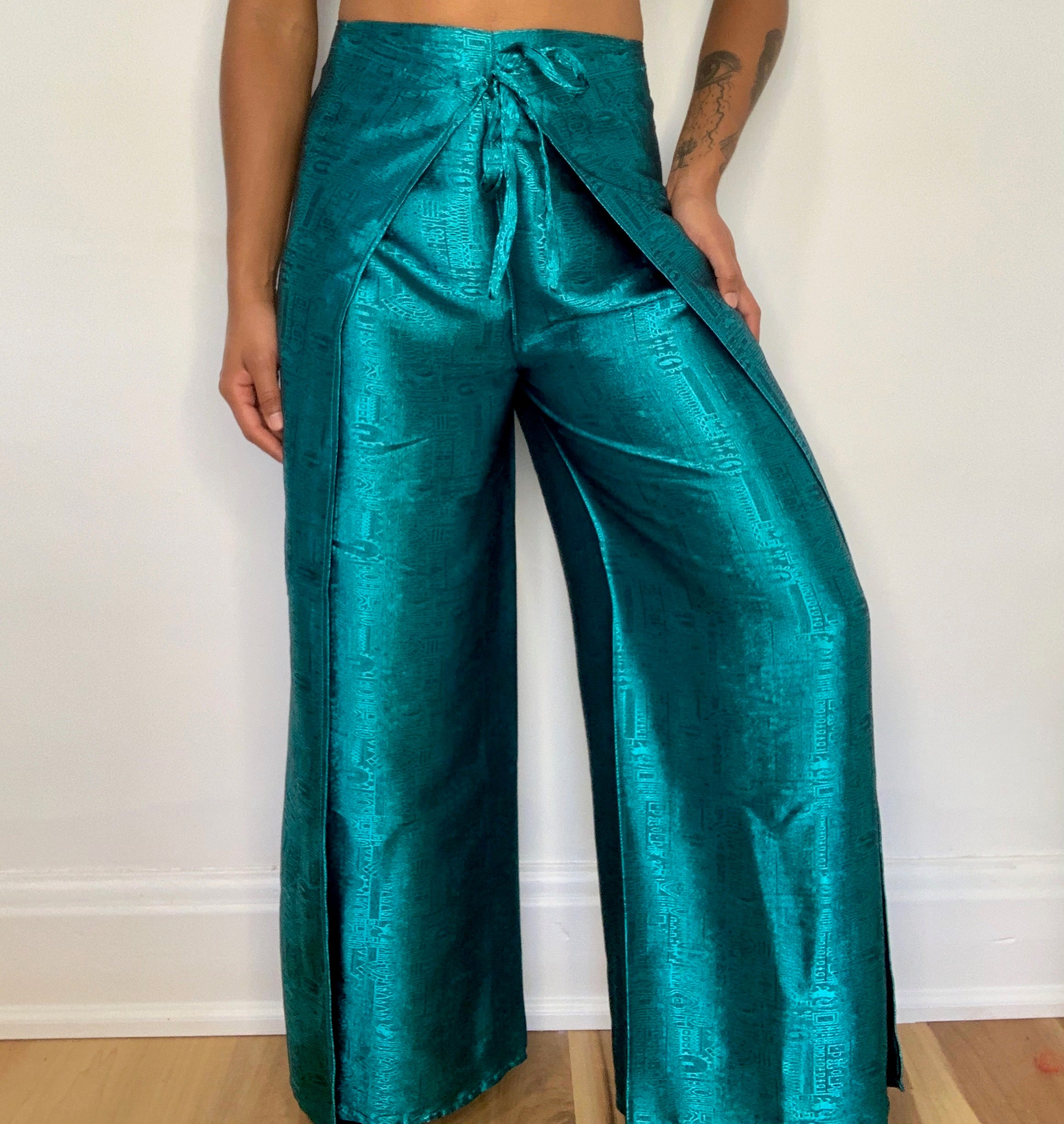 Turquoise Thai Silk Wrap Pants – Shop Sol