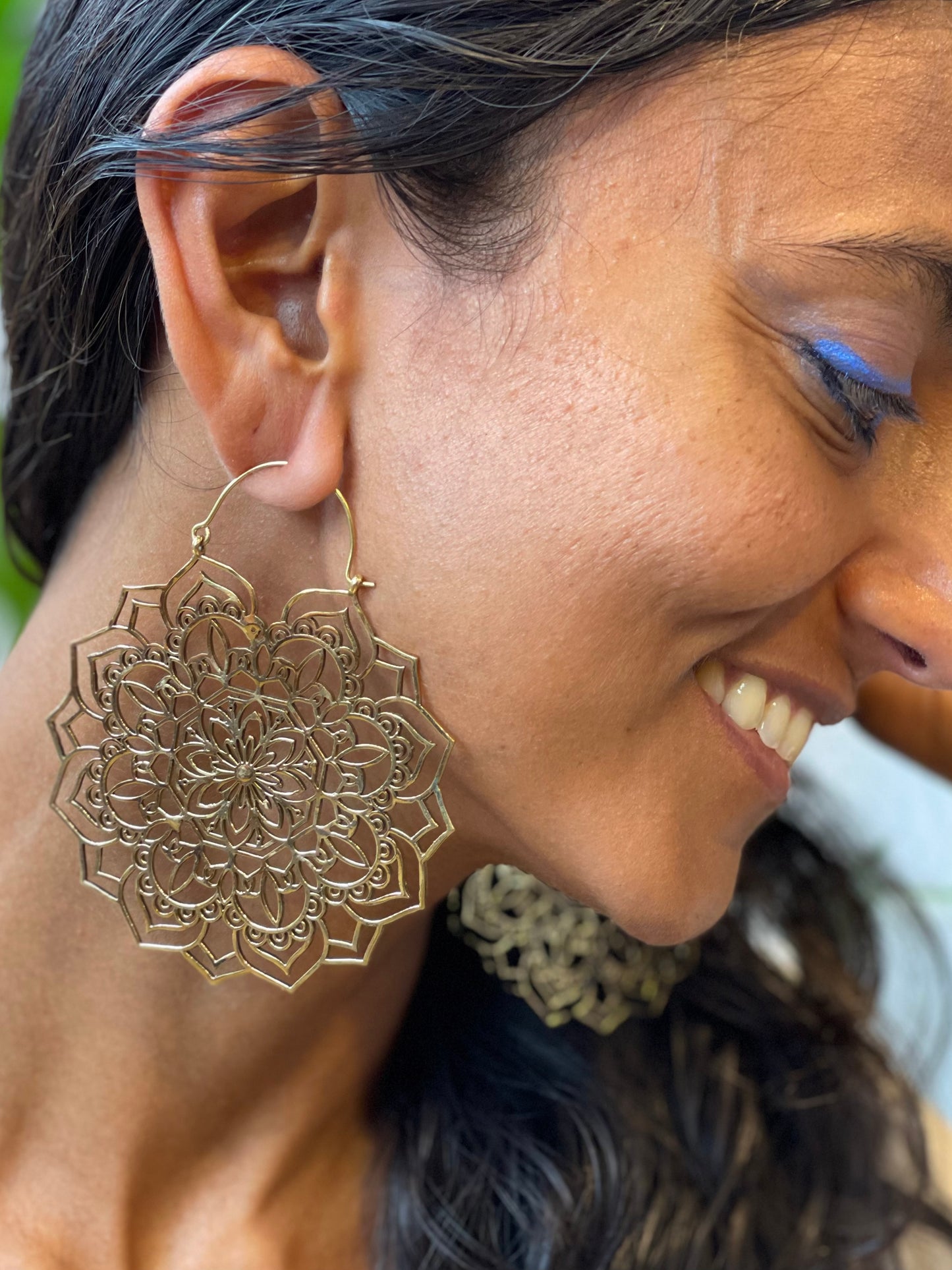 Light Floral Mandala Brass Earrings