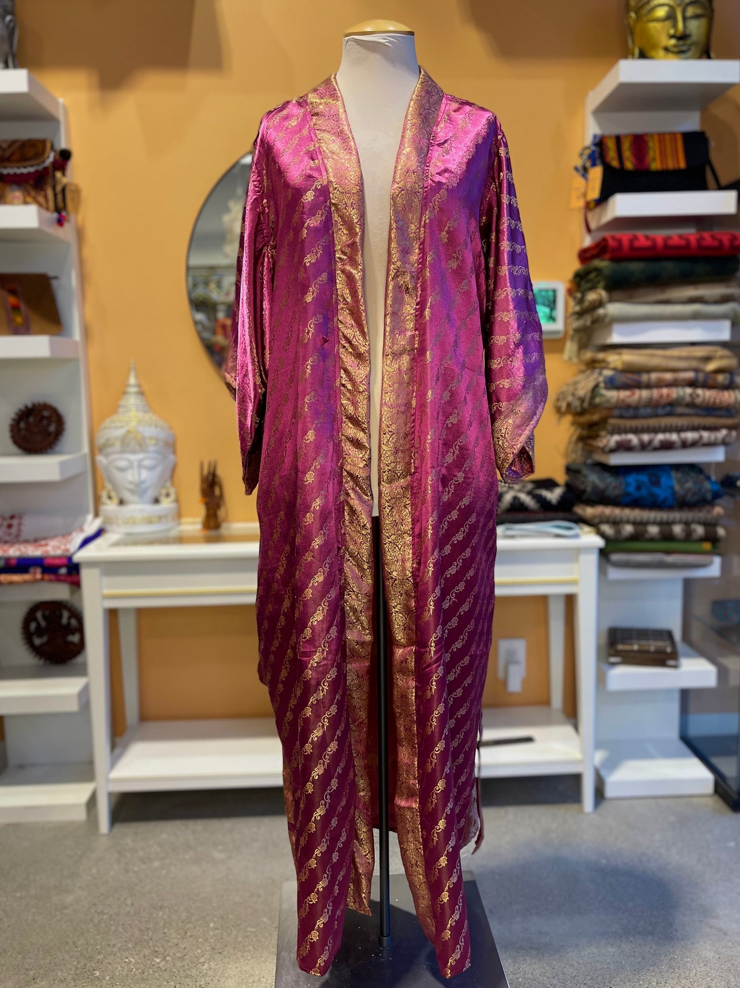 Pink Upcycled Brocade Silk Robe