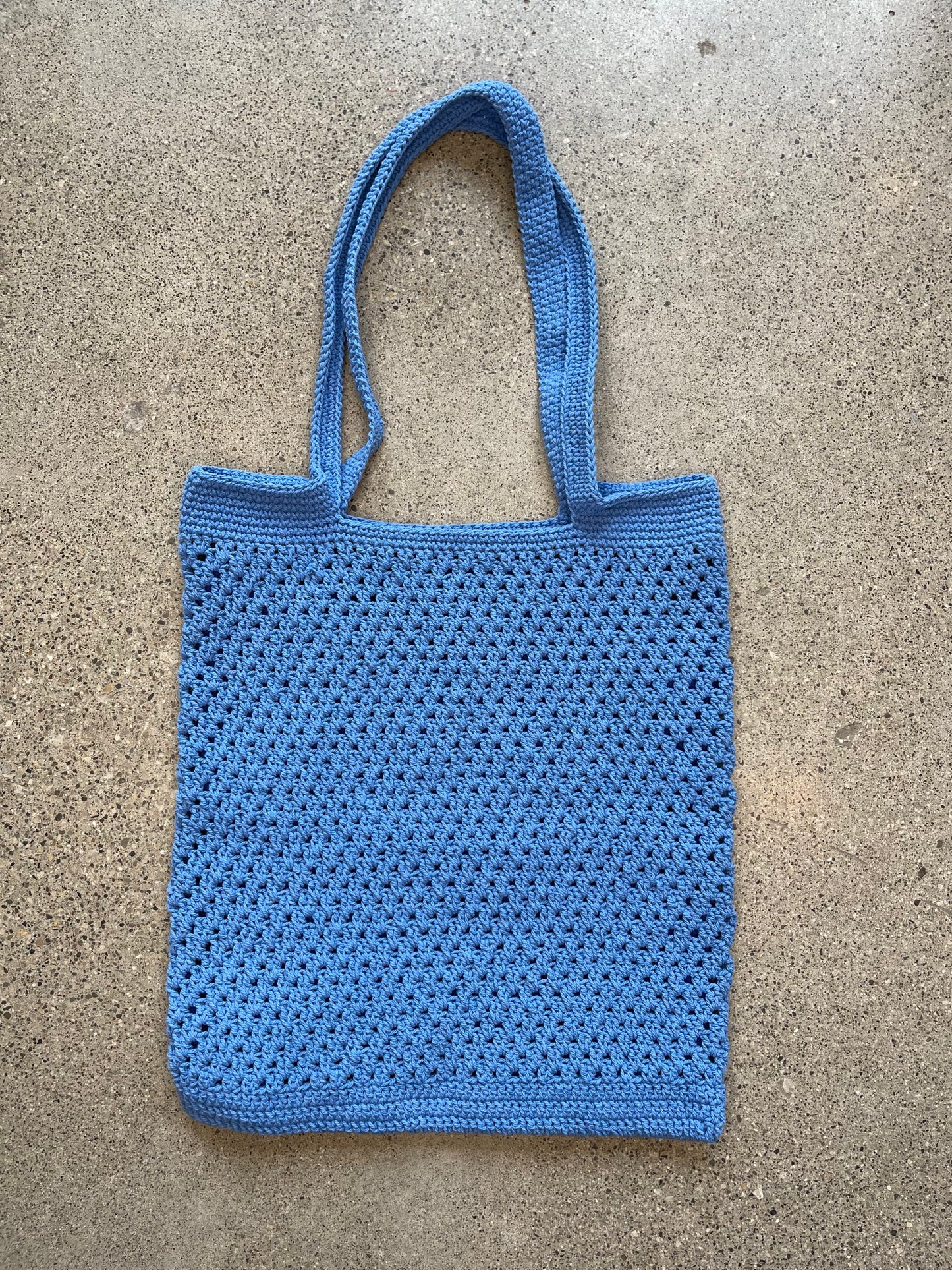 Blue Hand Knitted Tote Bag