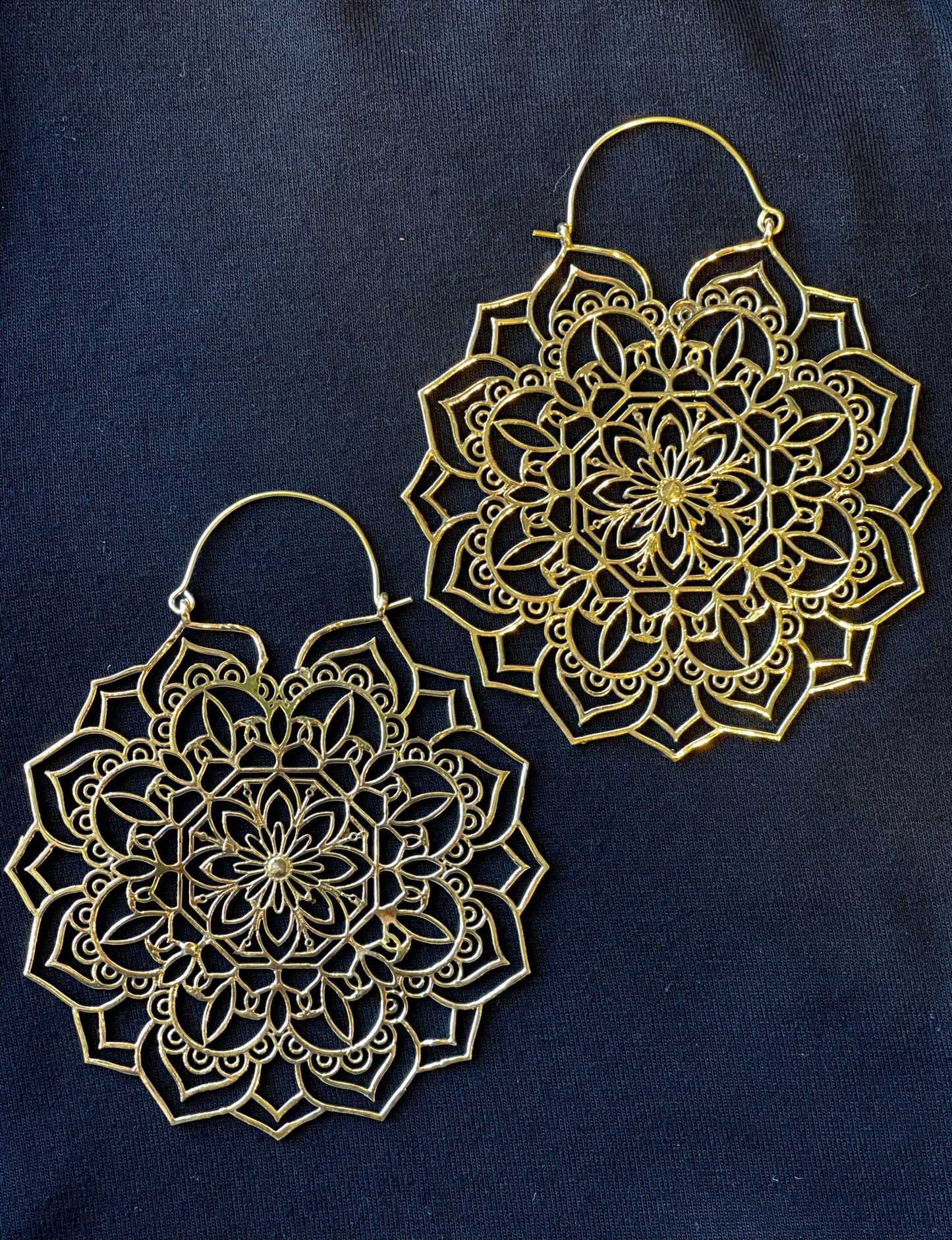 Light Floral Mandala Brass Earrings