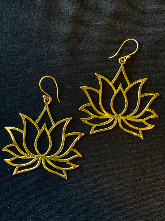 Brass Lotus Earrings