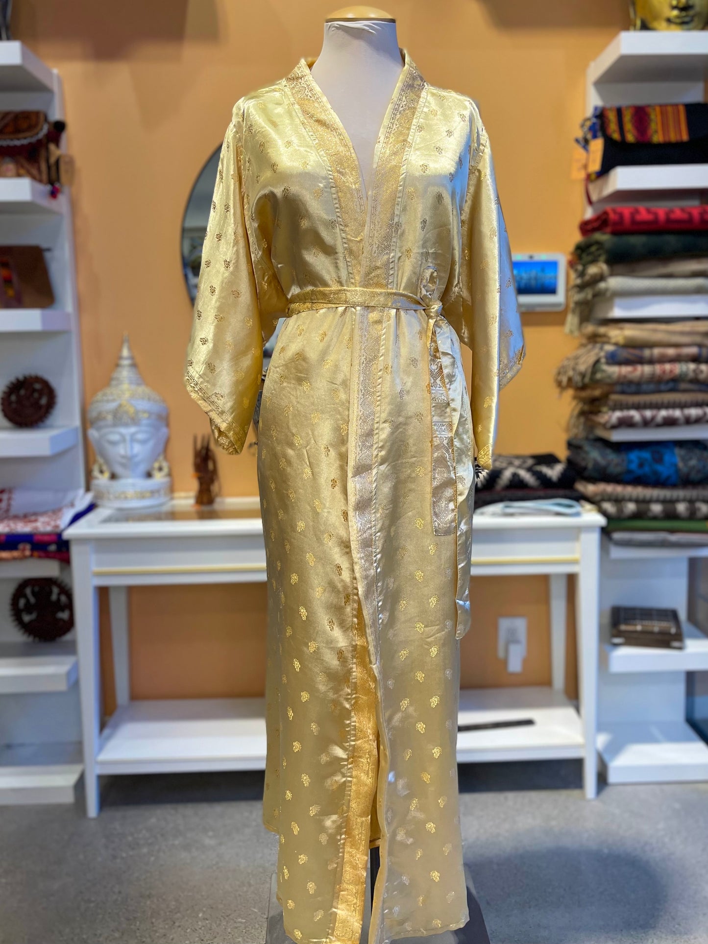 Gold Upcycled Brocade Silk Robe