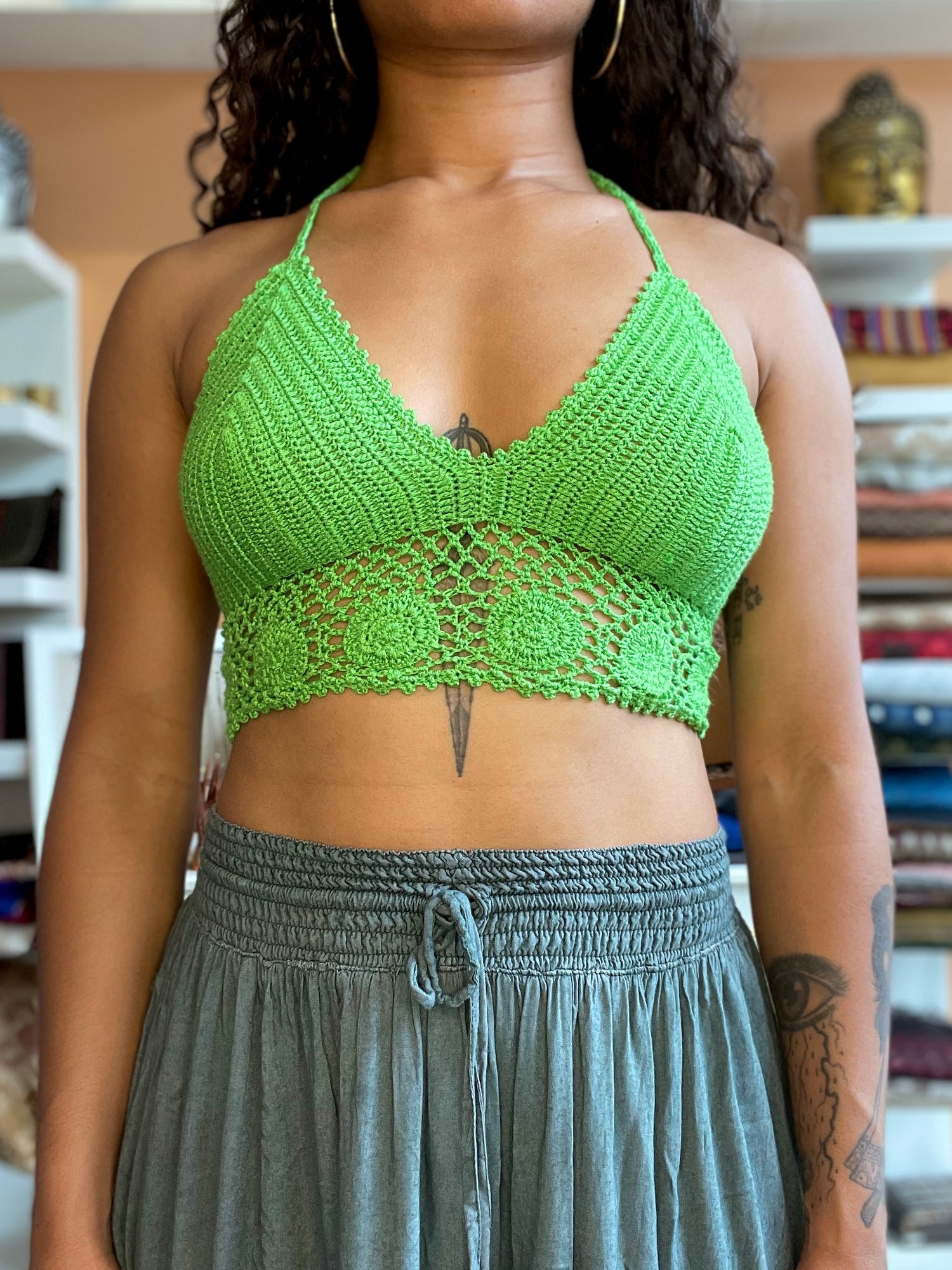 Lime Green Handmade Crochet Halter Top – Shop Sol
