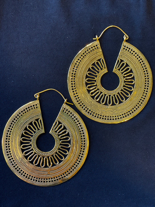 Large Kahani Brass Earrings