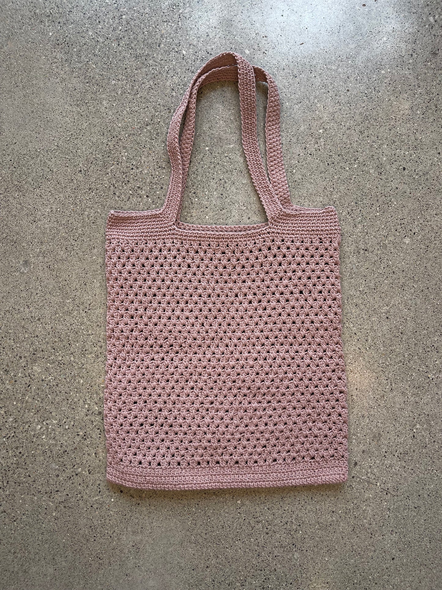 Mauve Taupe Hand Knitted Tote Bag