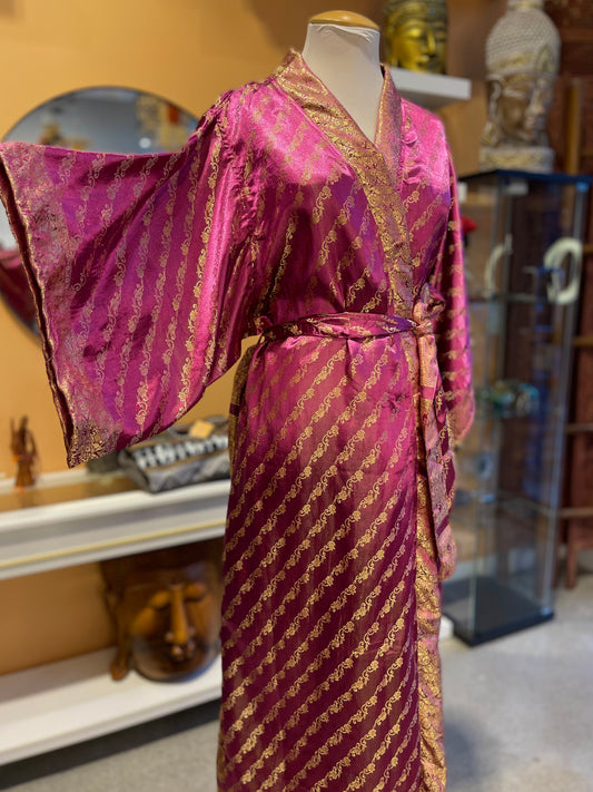 Pink Upcycled Brocade Silk Robe