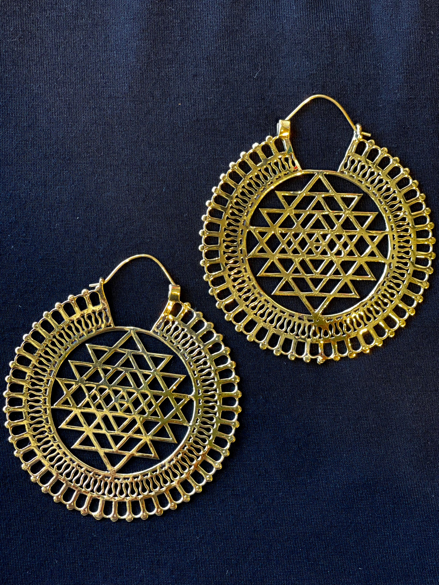 Large Sacred Geometry Brass Earrings