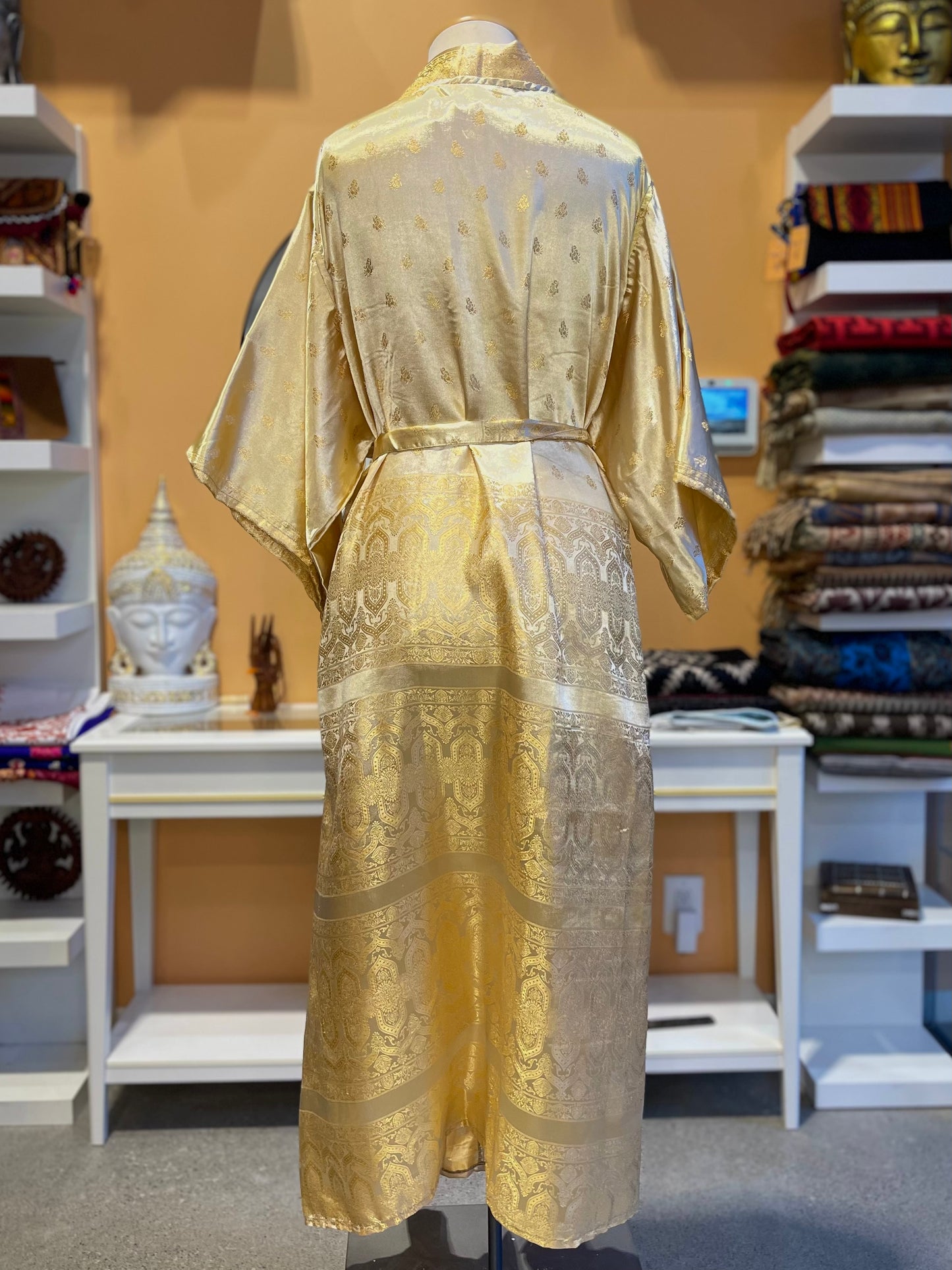 Gold Upcycled Brocade Silk Robe