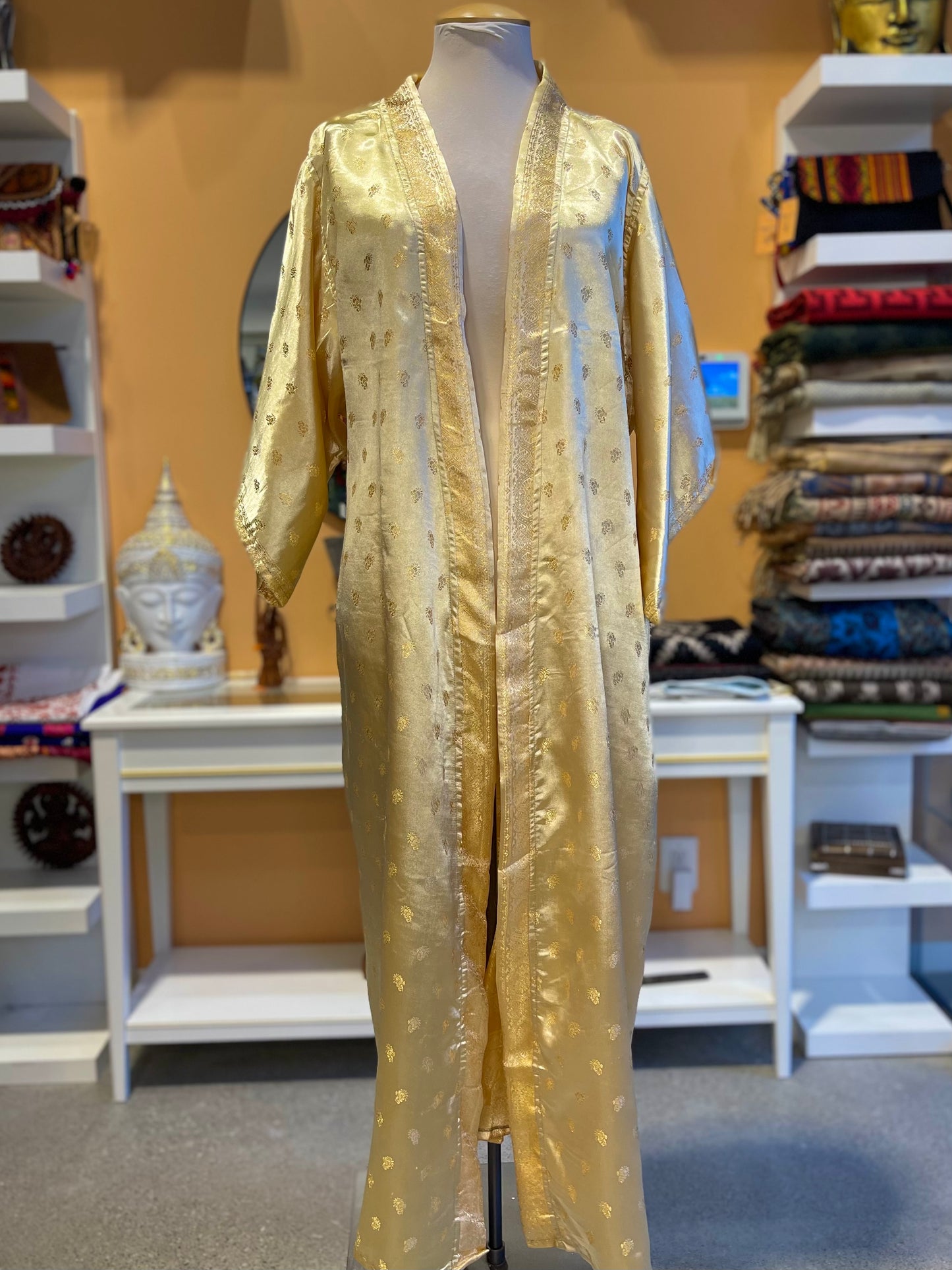 Gold Upcycled Brocade Silk Robe