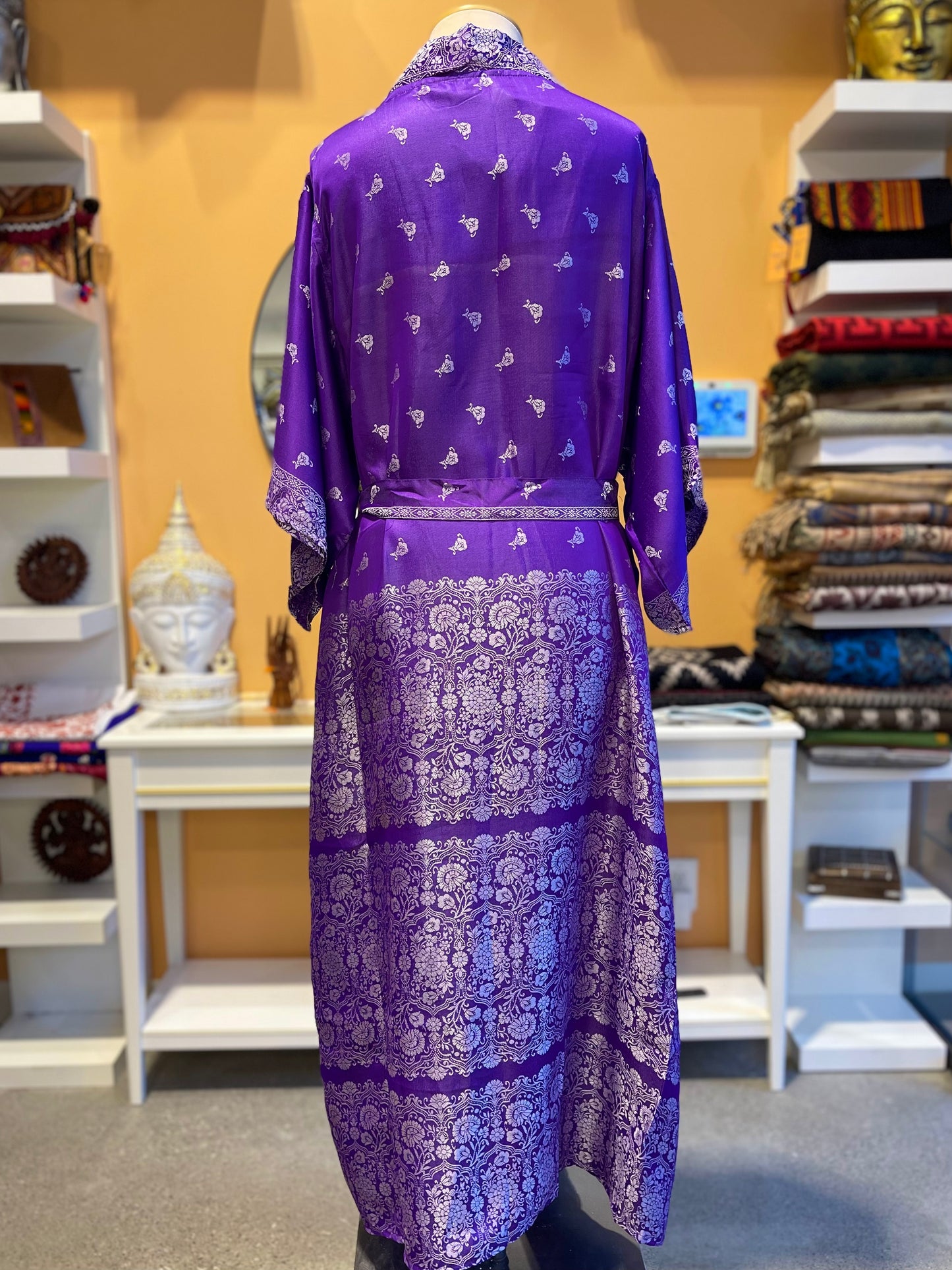 Purple Upcycled Brocade Silk Robe