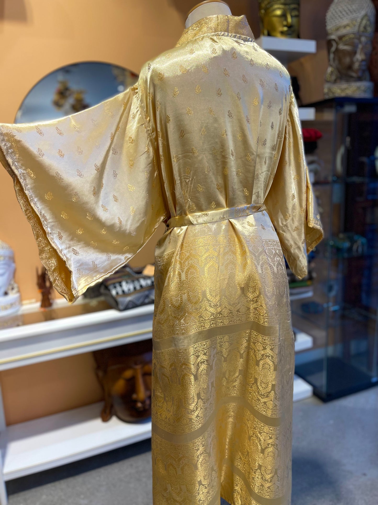 Gold Upcycled Brocade Silk Robe