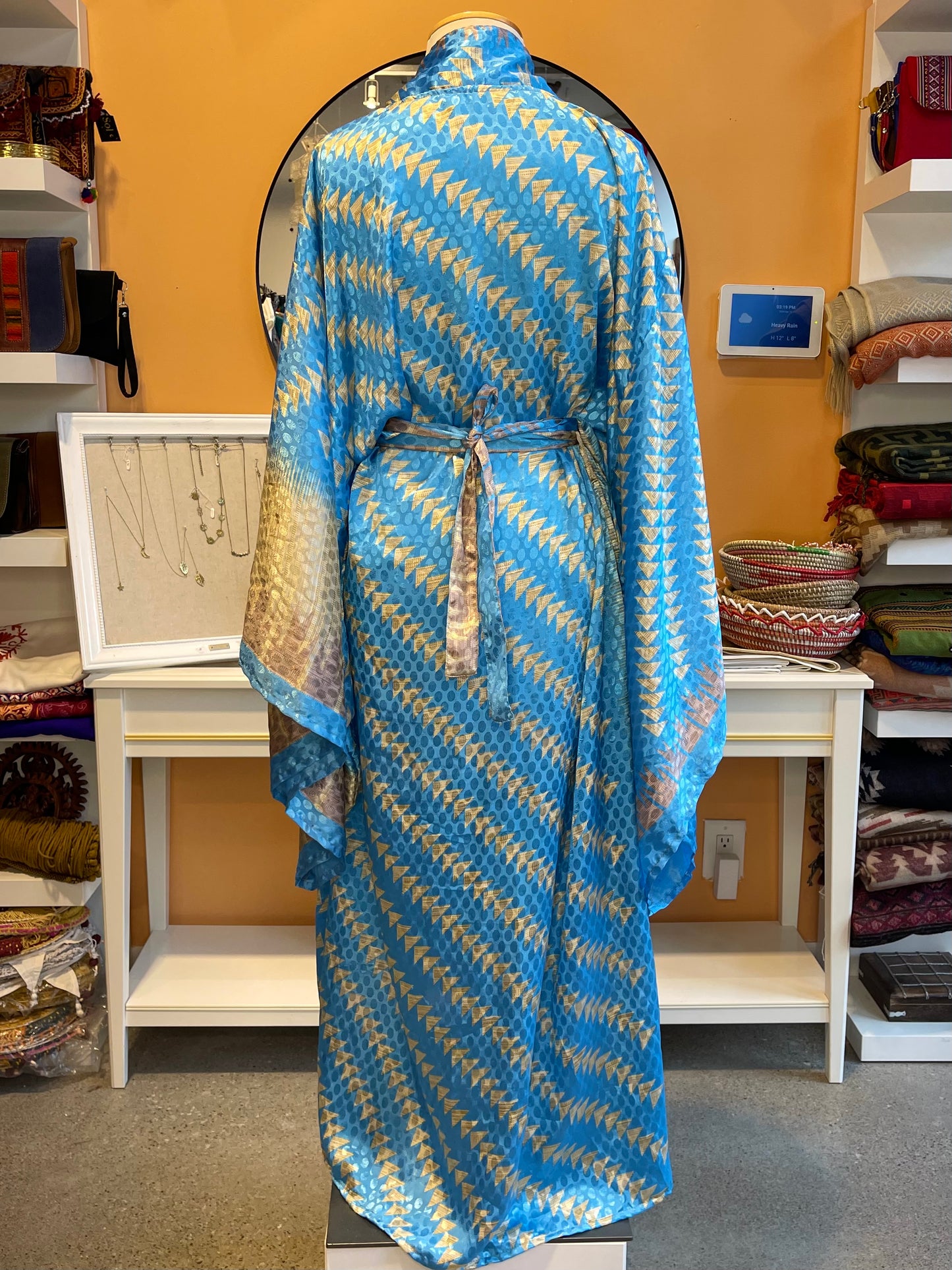 Blue Iridescent Oversized Upcycled Silk Kimono
