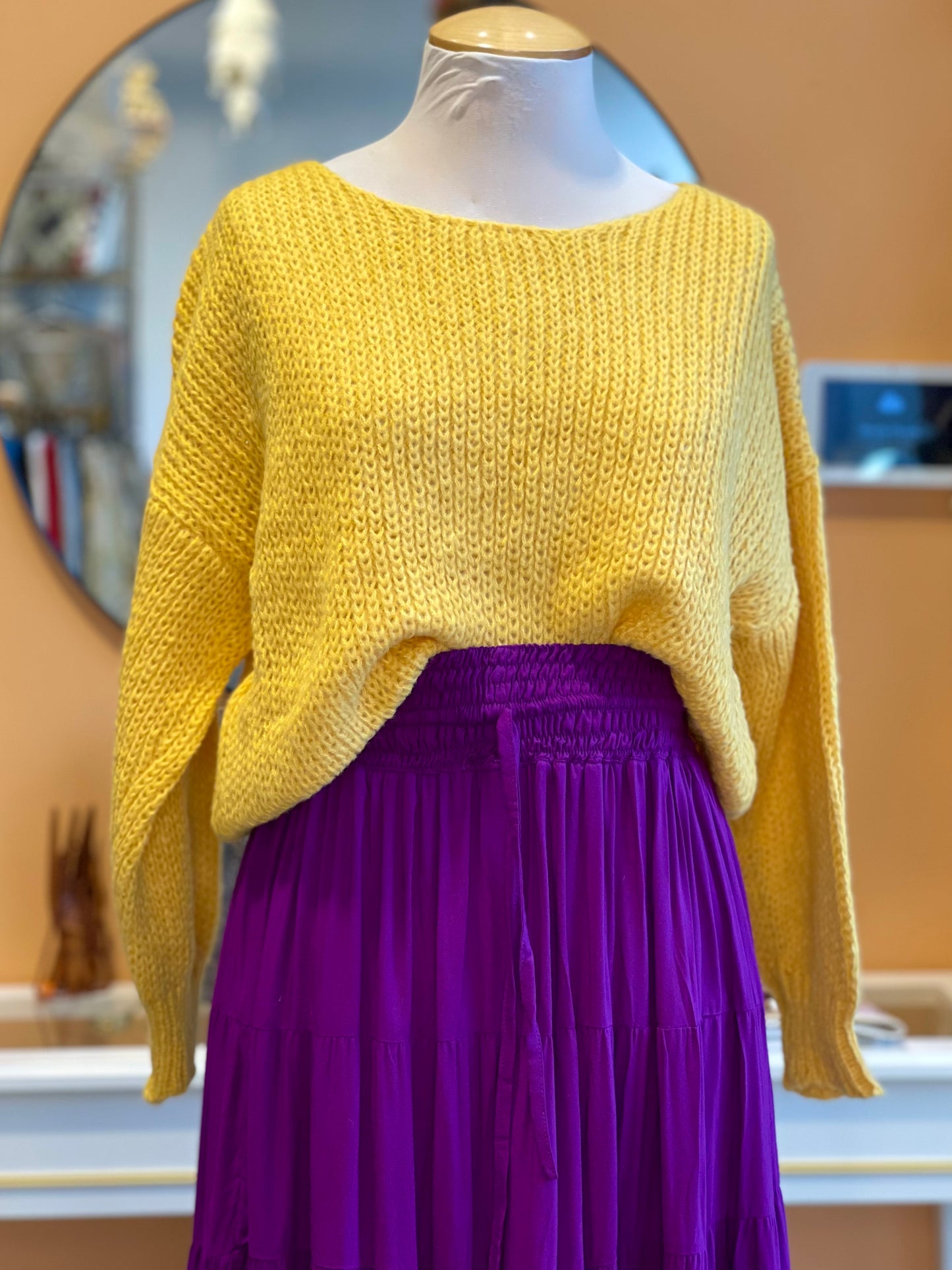 Yellow Knitted Pull Over Sweater