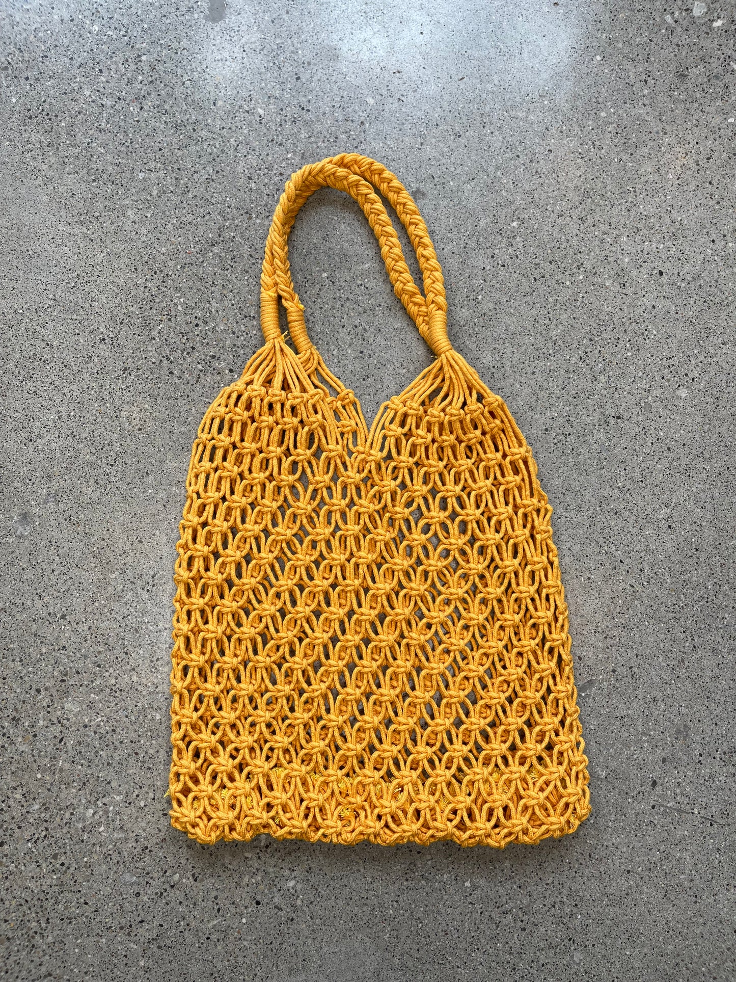 Mustard Handmade Macrame Tote Bag