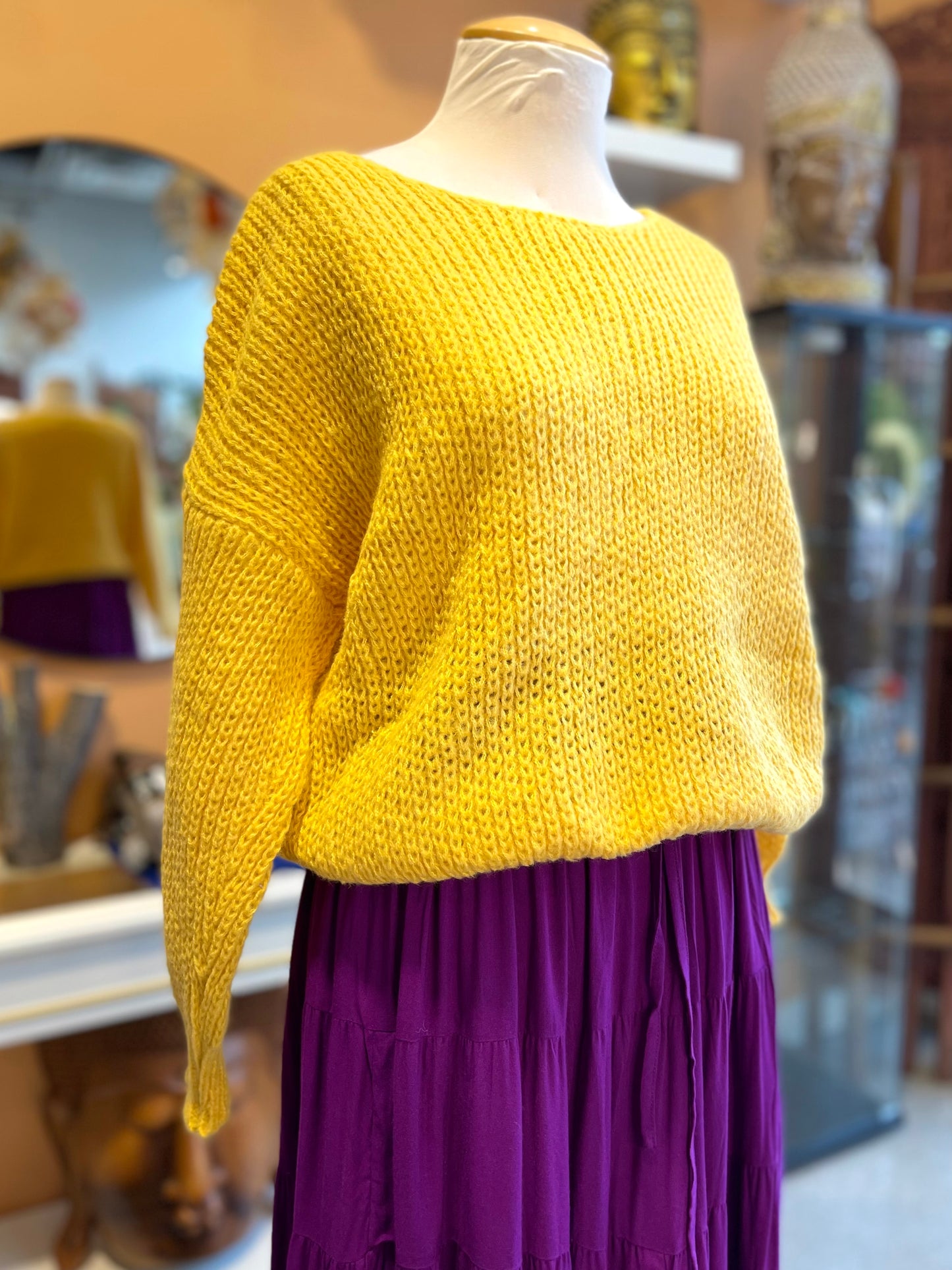 Yellow Knitted Pull Over Sweater