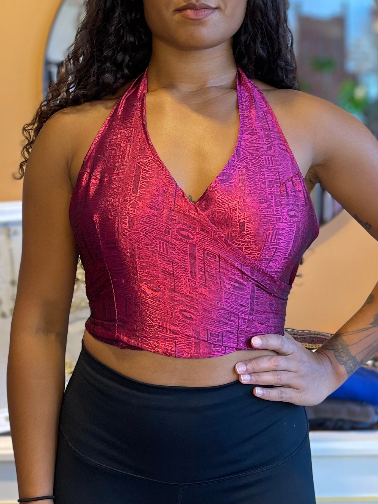 Pink Thai Silk Halter Top