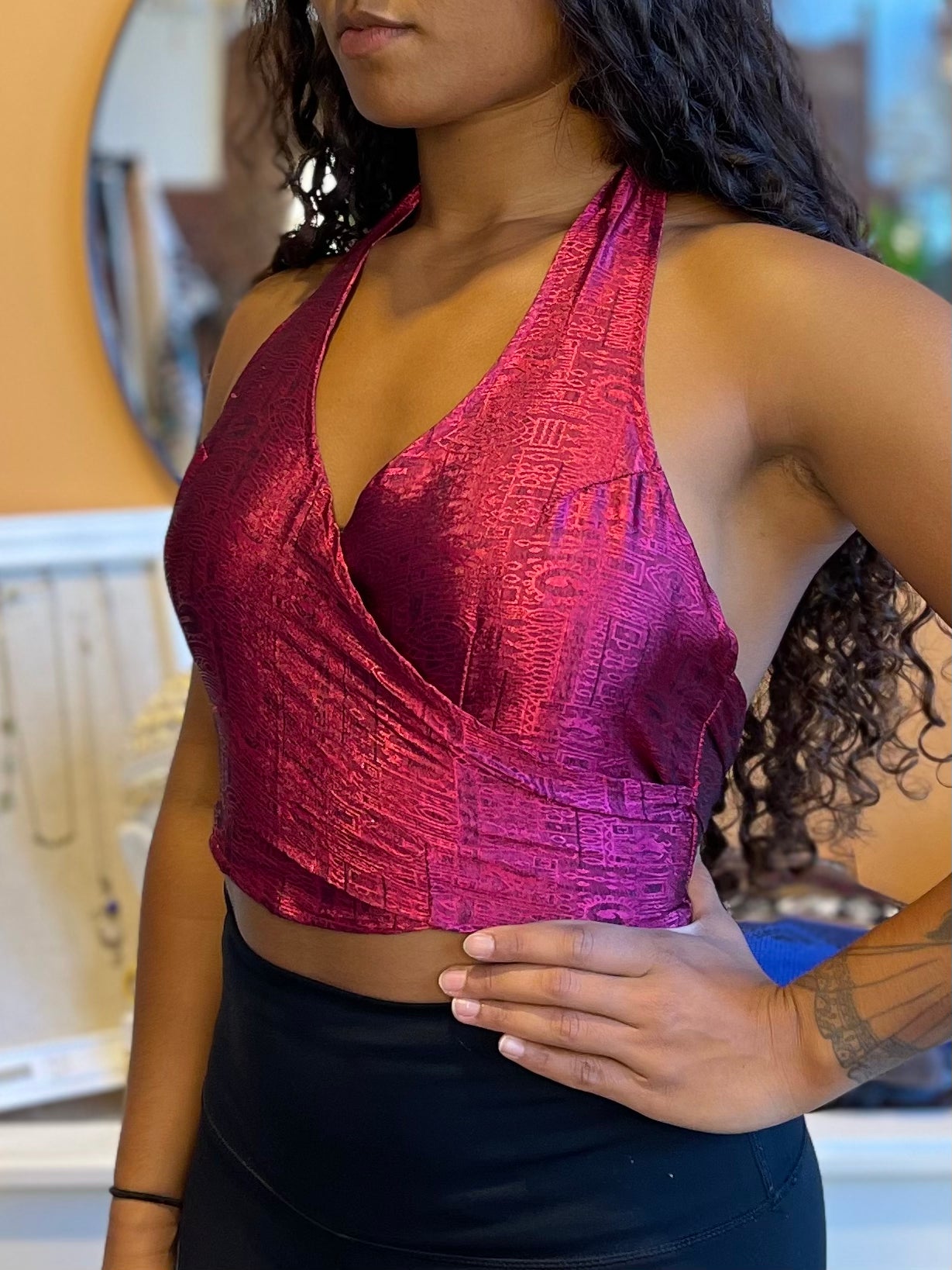 Pink Thai Silk Halter Top