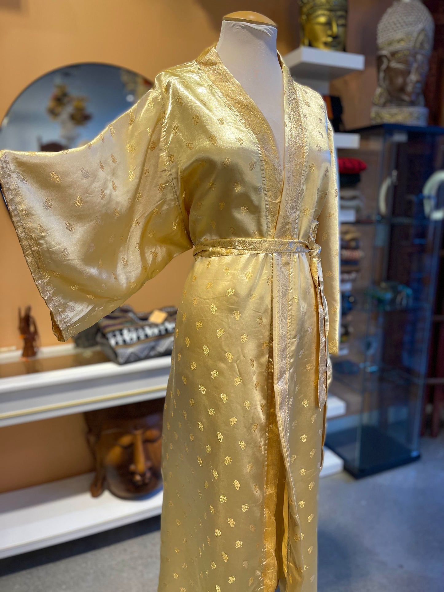 Gold Upcycled Brocade Silk Robe