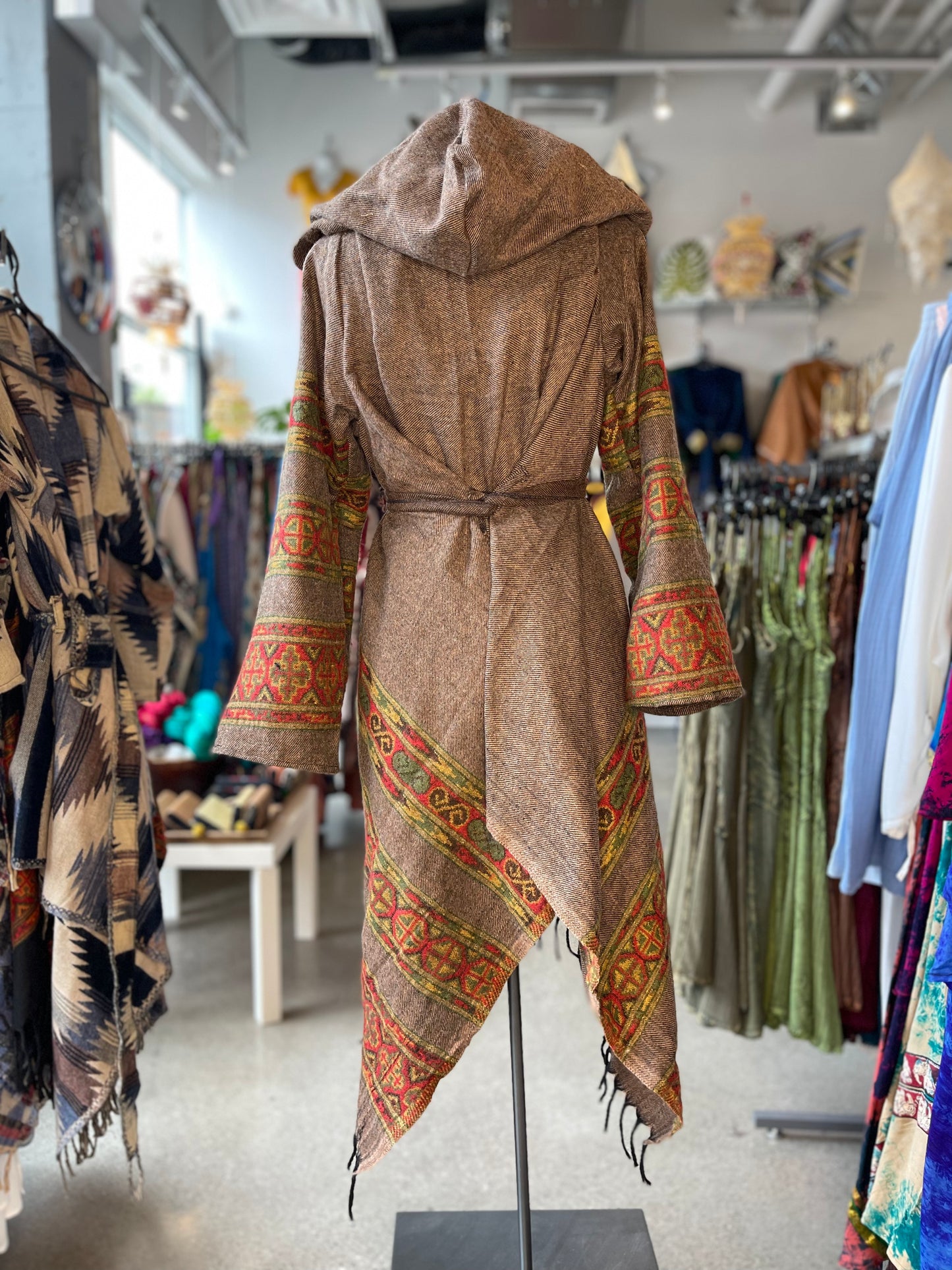 Brown/Orange Patterned Wrap Jacket