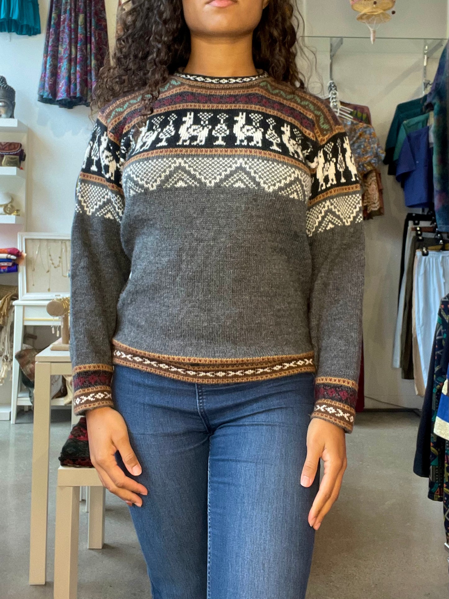 Grey Peruvian Alpaca Sweater