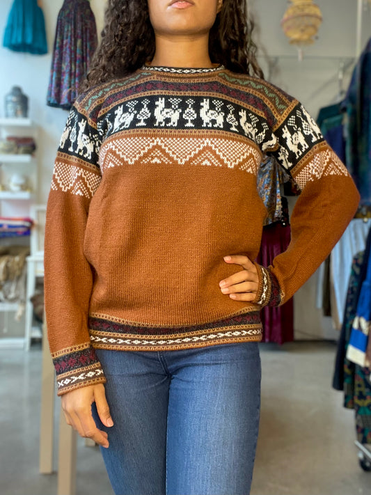 Orange Peruvian Alpaca Sweater