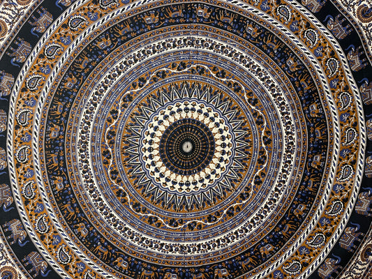 Blue/Brown Elephant Mandala Tapestry Large