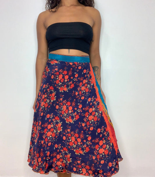 Rose Reversible Silk Wrap Skirt