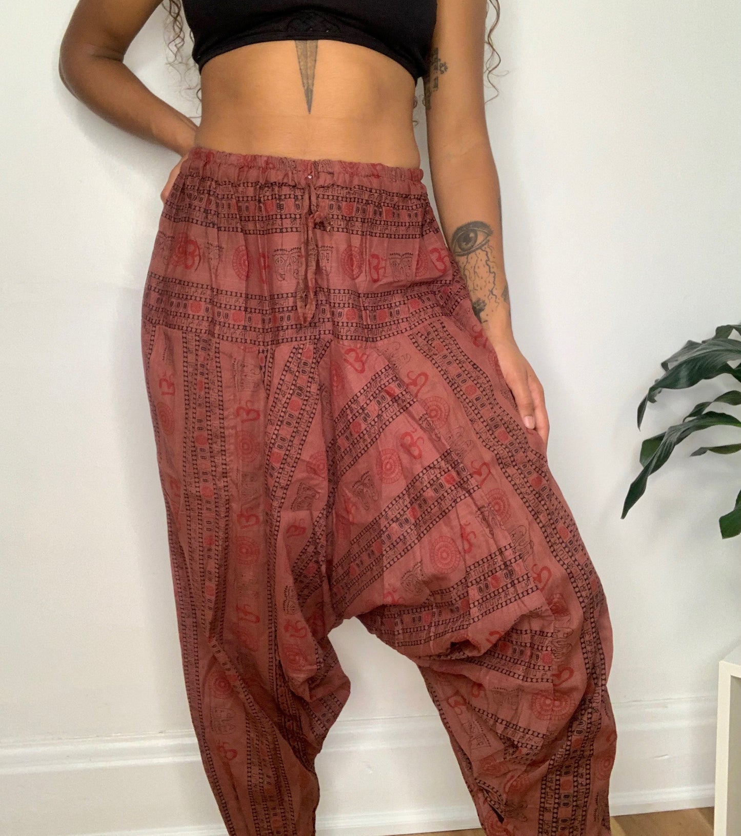 Red Swirl Pattern Thai Harem Pants