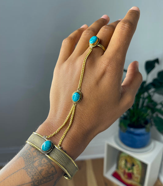 Gold Turquoise Bracelet Ring