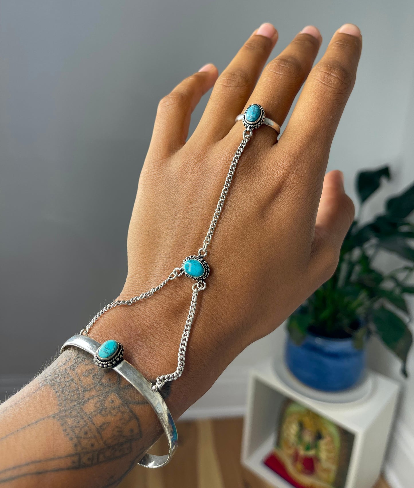 Silver Turquoise Bracelet Ring