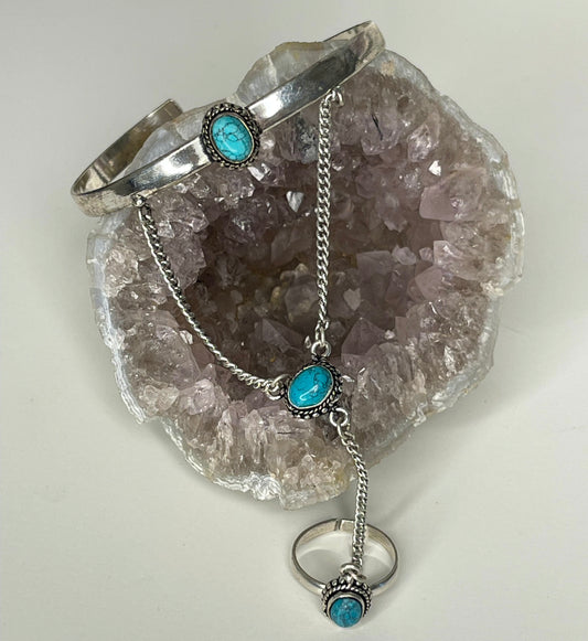 Silver Turquoise Bracelet Ring