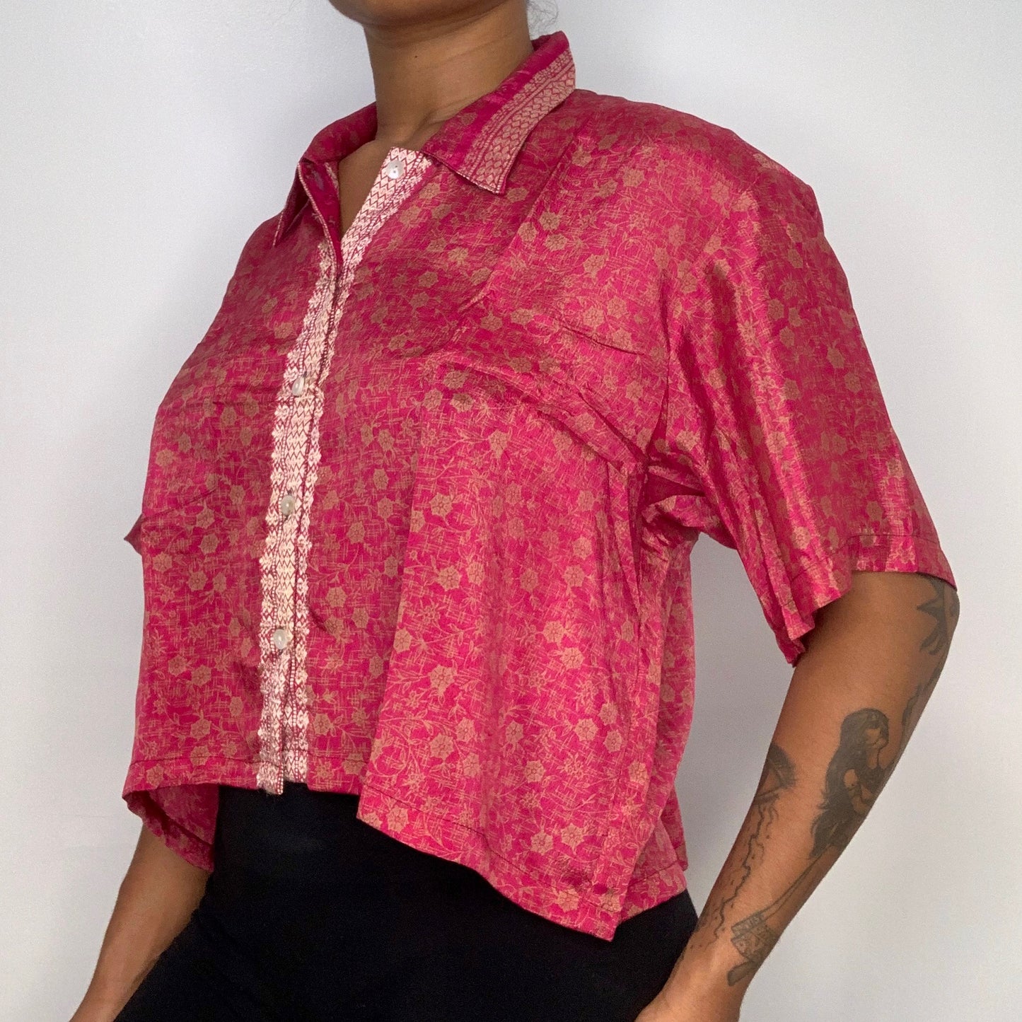 Pink Mishti Button Up Top