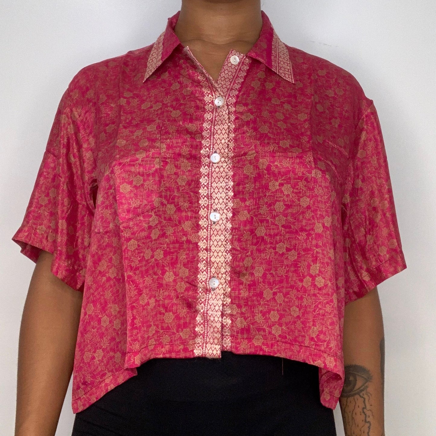 Pink Mishti Button Up Top