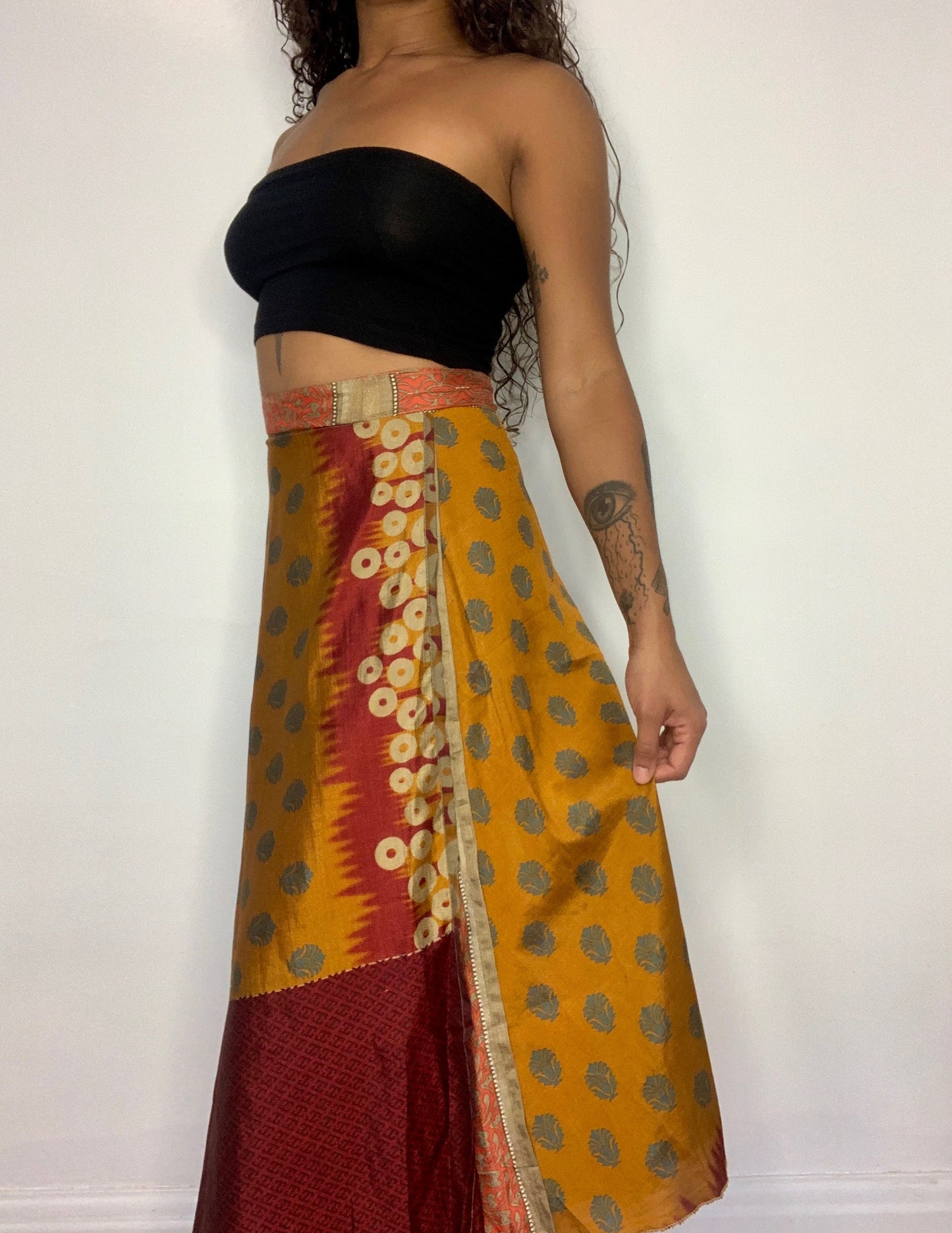 Ahana Reversible Silk Wrap Skirt