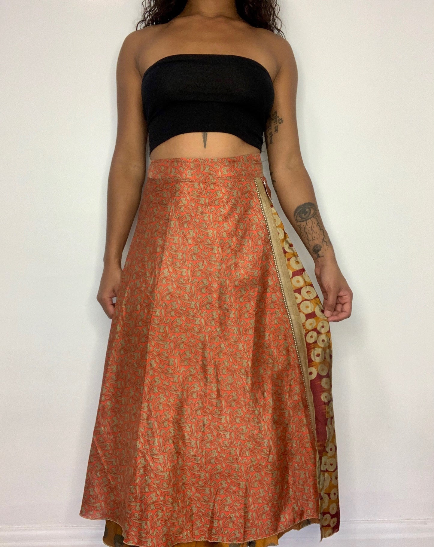 Ahana Reversible Silk Wrap Skirt
