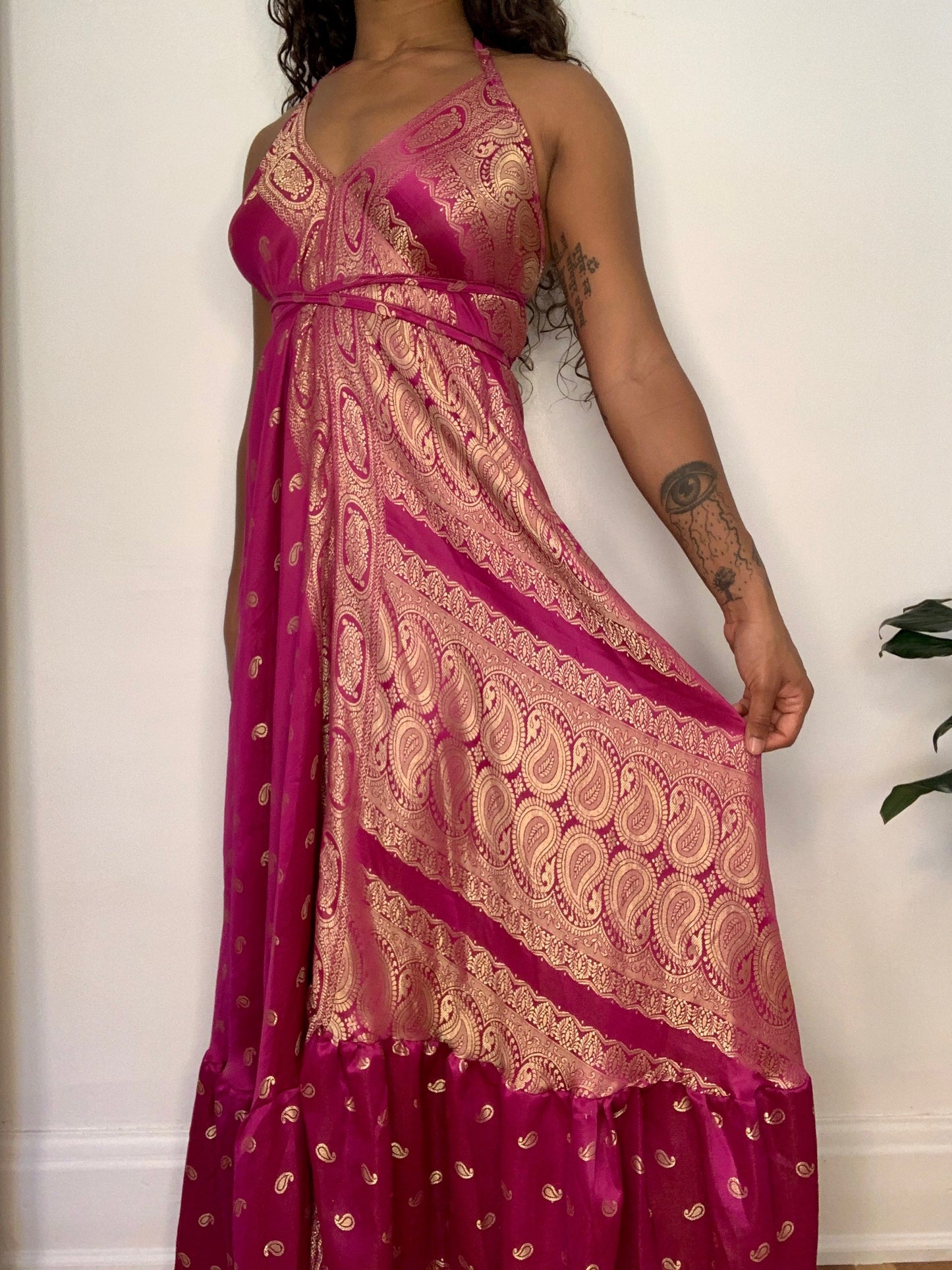 Magenta Tanvi Silk Maxi Dress