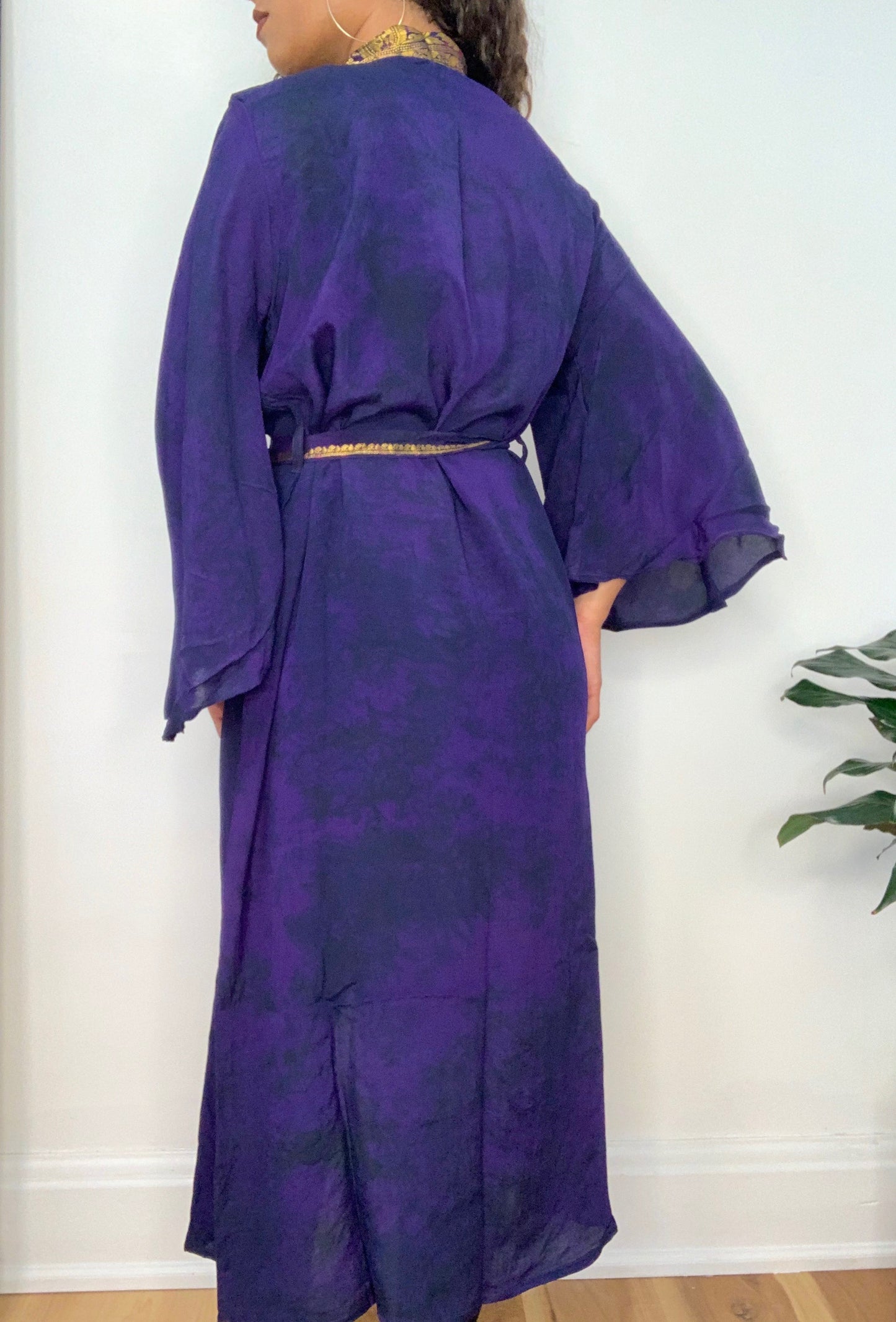 Deep Purple Tie Dye Silk Robe