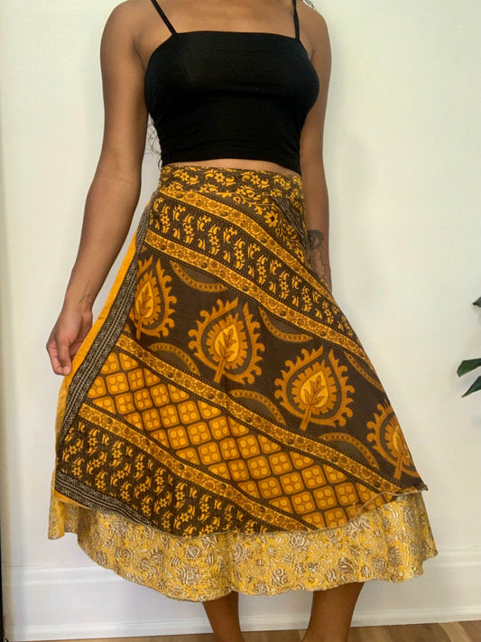 Shantai Reversible Silk Wrap Skirt
