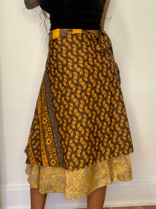 Shantai Reversible Silk Wrap Skirt