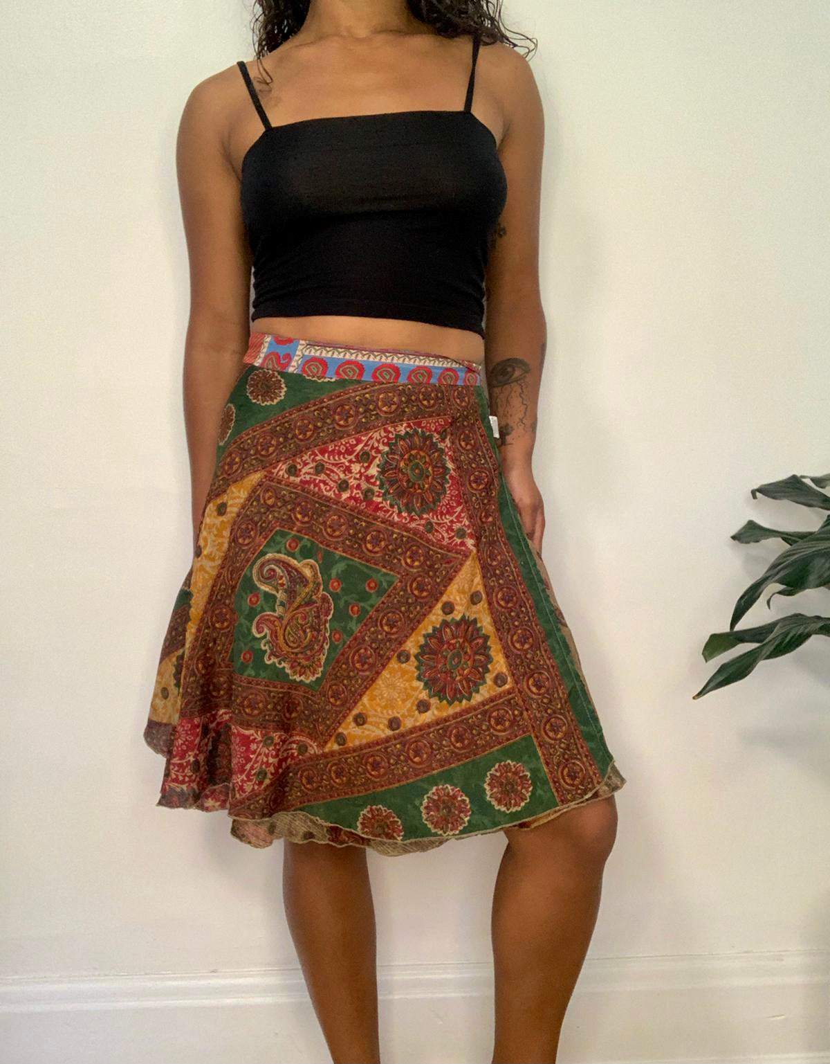 Anala Reversible Silk Wrap Skirt