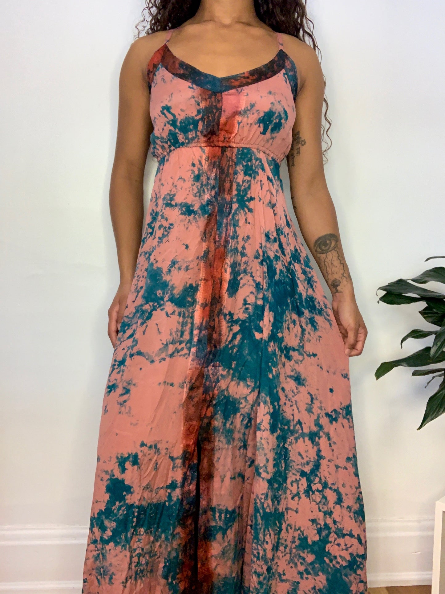 Strawberry Kulfi Tie Dye Silk Maxi Dress