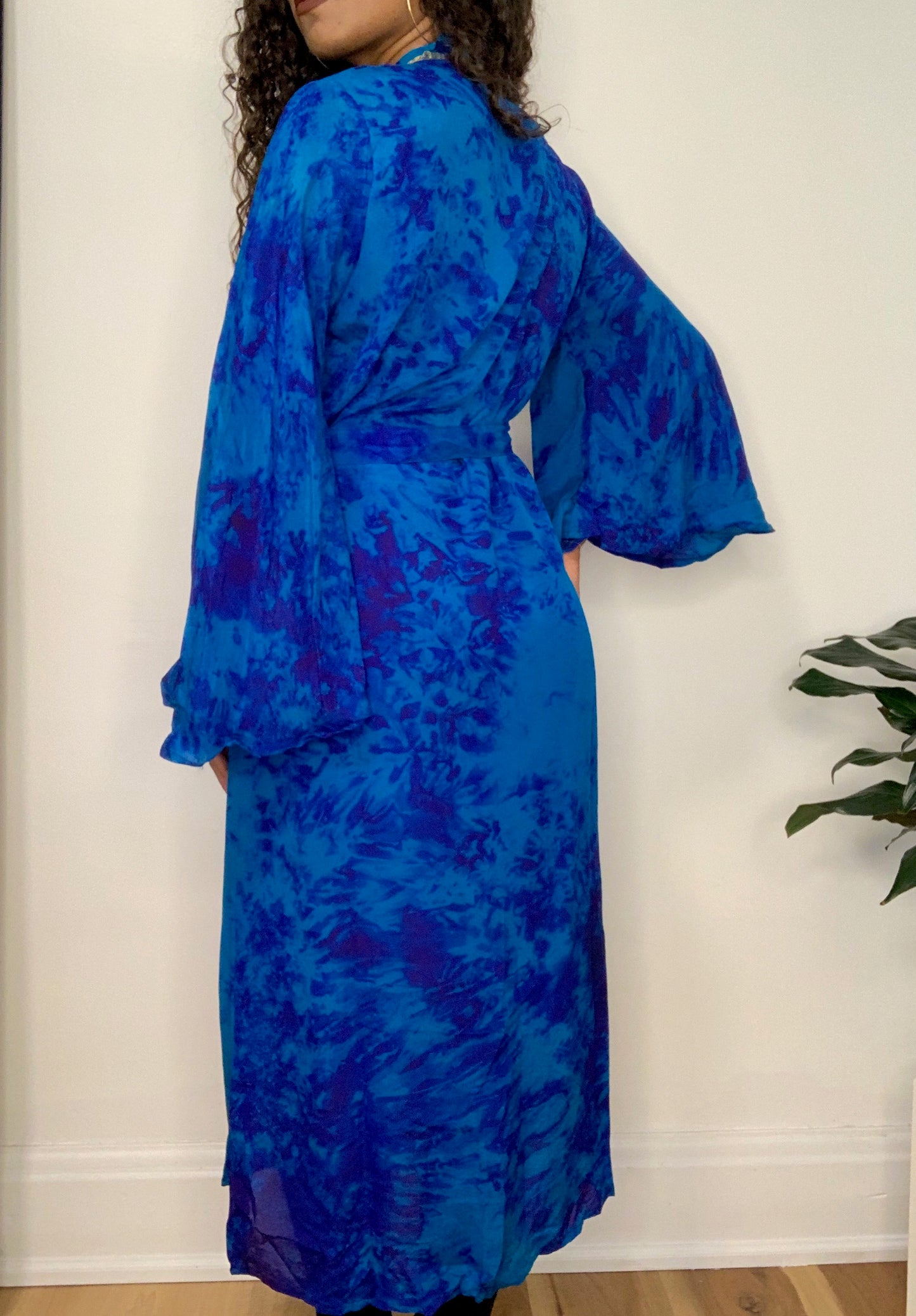 Sky Blue Tie Dye Silk Robe