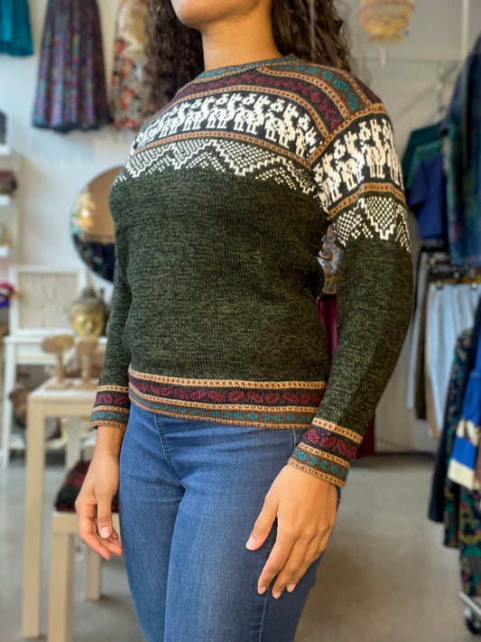Green Peruvian Alpaca Sweater