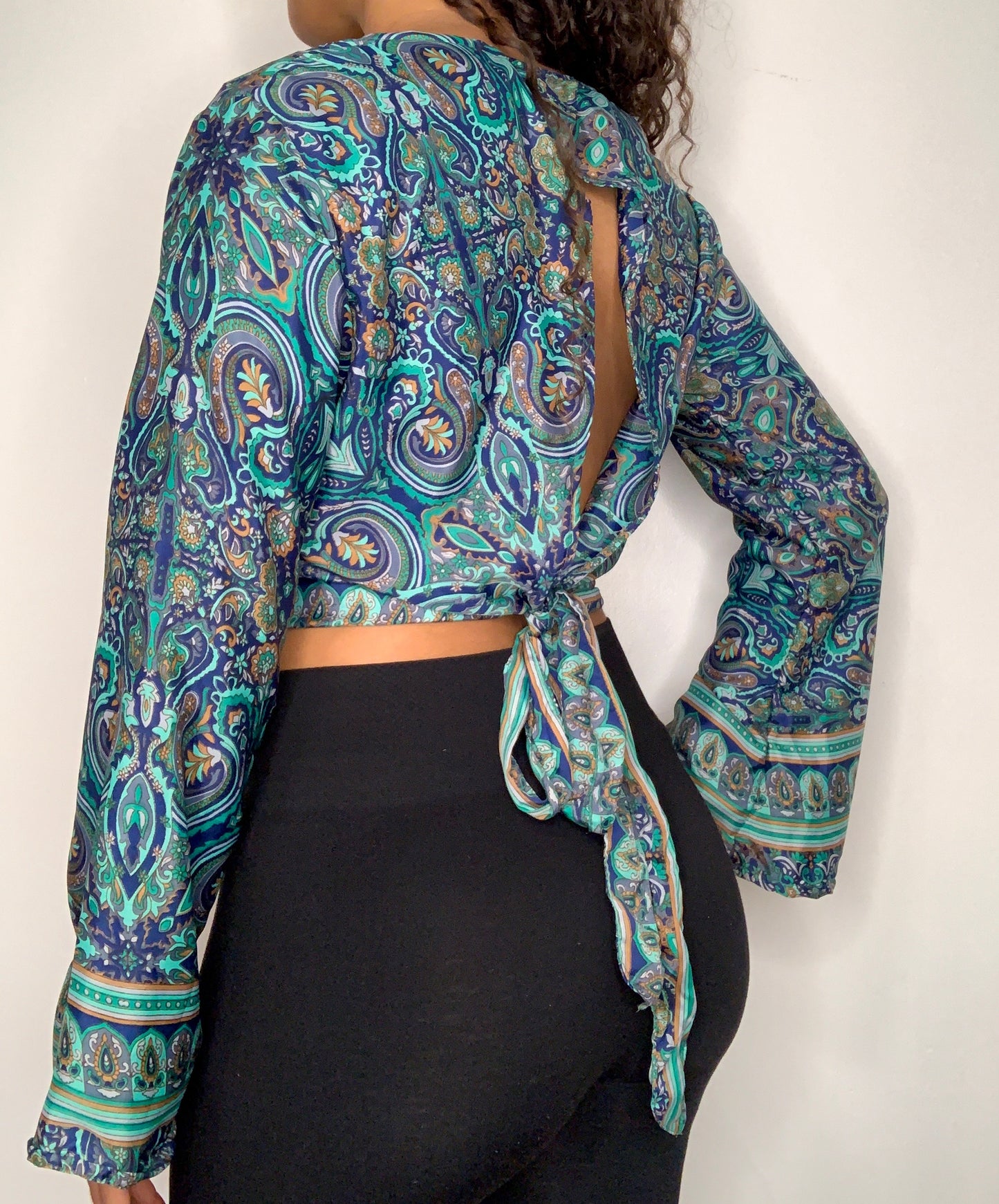 Green Blue Paisley Tie Top