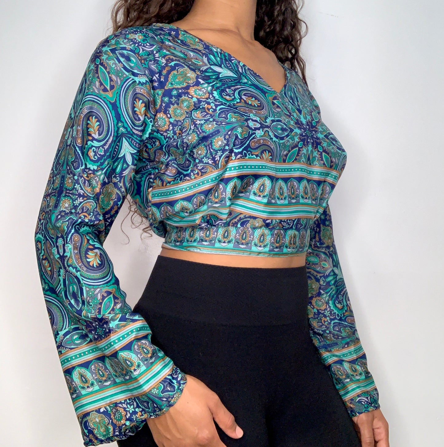 Green Blue Paisley Tie Top