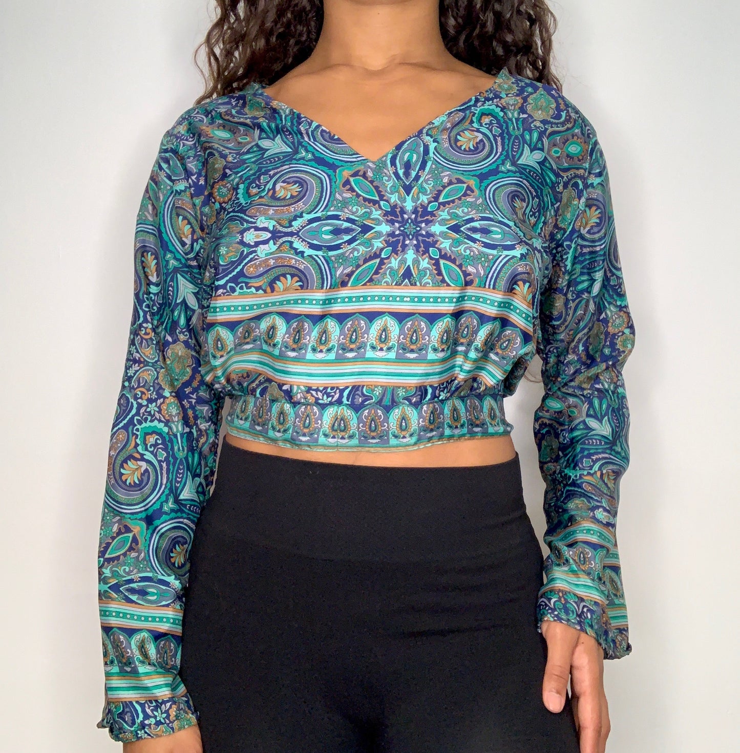 Green Blue Paisley Tie Top