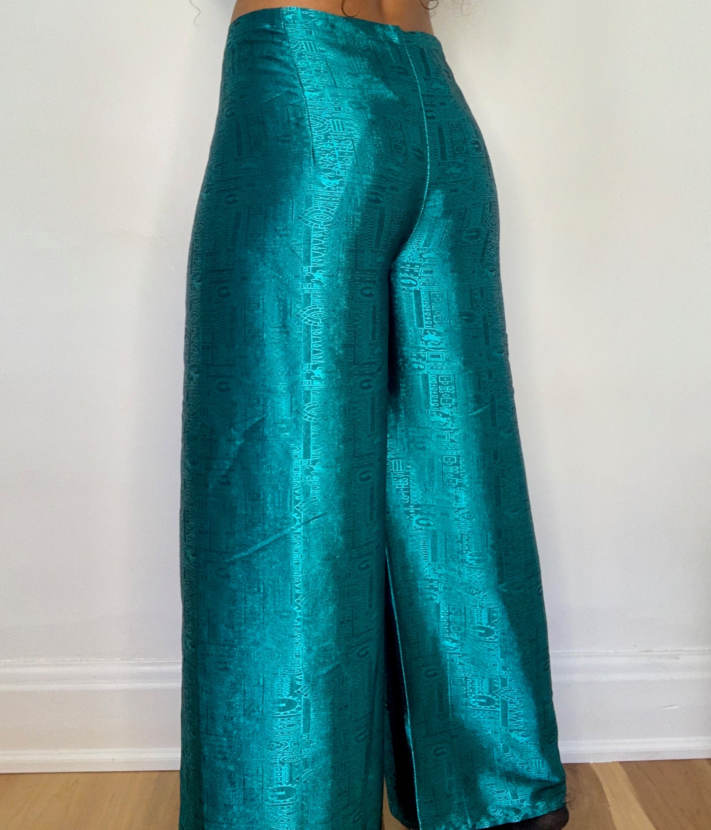 Turquoise Thai Silk Wrap Pants