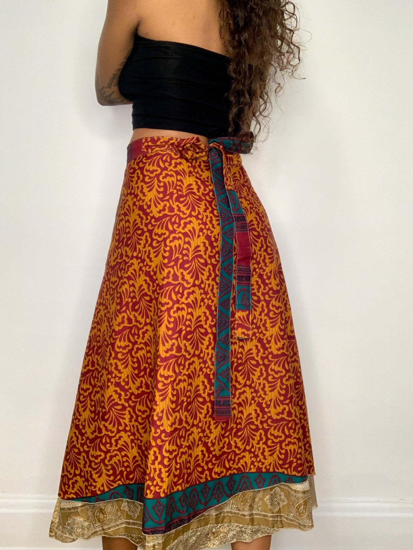 Myra Reversible Silk Wrap Skirt