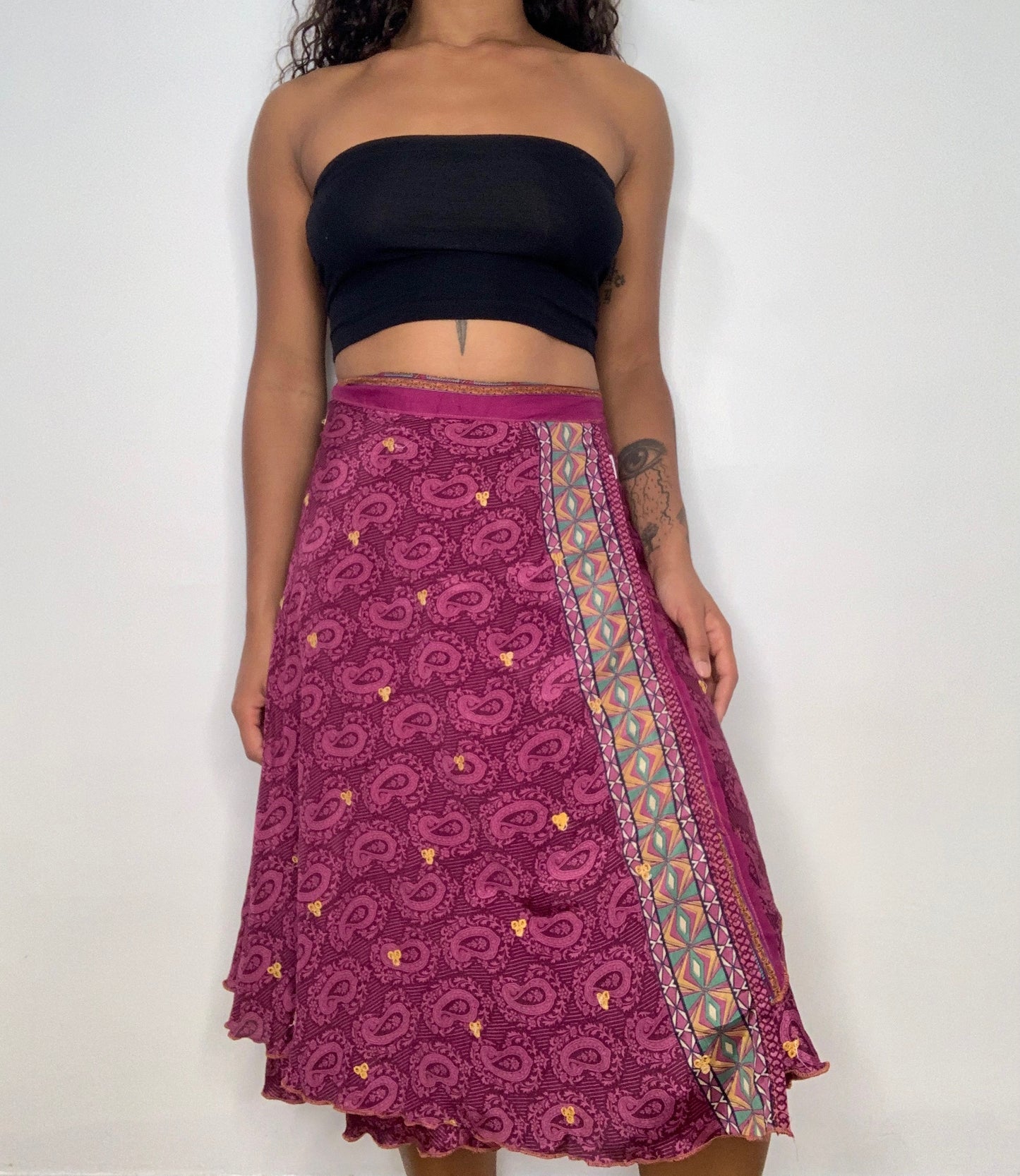 Naira Reversible Silk Wrap Skirt